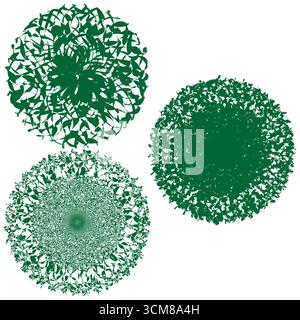 Abstrakte Kreismuster. Strukturierte Symbole in Grunge. Grüne runde Formen Vektor. Kreative Designelemente. EPS 10. Stock Vektor