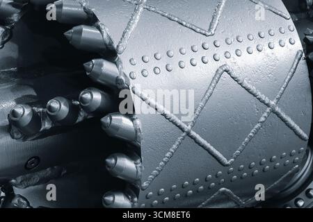 Bohrer für Bohrkanäle und Bohrlöcher Nahaufnahme, Hintergrund für Industriekonzepte Stockfoto