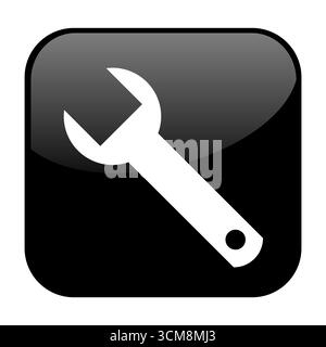 Die schwarze Taste mit Symbol zeigt: Schraubenschlüssel, Werkzeug oder Reparatur Stockfoto
