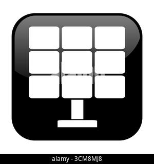 Die schwarze Schaltfläche mit Symbol zeigt: Solar, Photovoltaik oder Strom aus Solarenergie Stockfoto