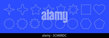 Set aus abstrakten inneren Leuchtrahmen in verschiedenen geometrischen und Sternformen auf minimalem Hintergrund, perfekt für modernes Design, Vorlagen und UI-Elemente. Stock Vektor