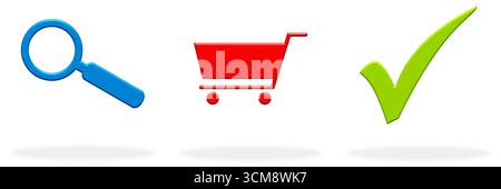 Einfache Suche, Suche, Bestellung und Lieferung von Produkten Stockfoto