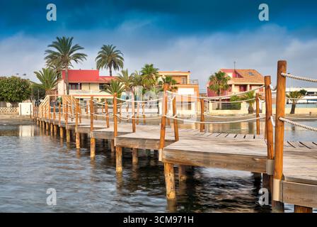 Balneario, Punta Brava, Promenade, Strand, El Carmoli, Mar Menor, autonome Region Murcia, Spanien, Stockfoto