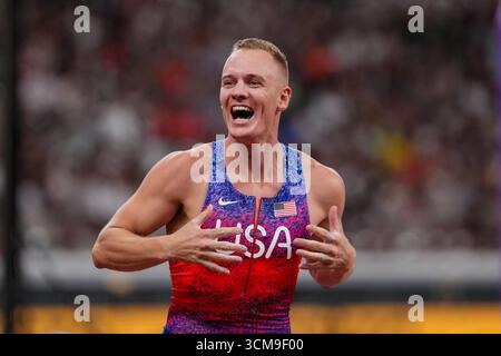 Tokio, Japan. September 2025. TOKIO, JAPAN – 15. SEPTEMBER: Sam Kendricks aus den Vereinigten Staaten tritt am 3. Tag der Leichtathletik-Weltmeisterschaft Tokio 2025 im Nationalstadion am 15. September 2025 in Tokio an. (Foto: Joris Verwijst/BSR Agency) Credit: BSR Agency/Alamy Live News Stockfoto