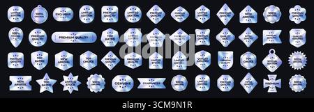 Premium-Qualitätsabzeichen, Limited Edition Labels Collection, New Arrival Siegel In Holograph Gradient Style. Glänzende Metallic-Aufkleber Für Branding Stock Vektor