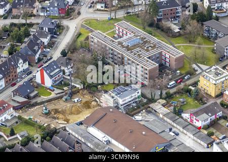 Luftaufnahme, Diakonisches Werk Gladbeck-Bottrop-Dorsten Seniorenzentrum Kaethe Braus, Baustelle Bottrop, Ruhrgebiet, Nordrhein-Westfalen, G Stockfoto
