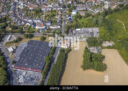 Luftaufnahme, Kaufland Supermarkt (ehemals Immobilien), Gewerbegebiet Westberge, Kreisverkehr Münsterstraße, Heessen, Hamm, Ruhrgebiet, Nordrhein-West Stockfoto