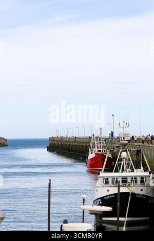 Warkworth Harbour. Blick aufs Meer vom Amble Pier, Northumberland Stockfoto