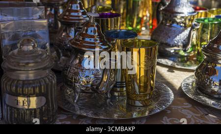 Marokkanischen Tee auf einem mittelalterlichen Messe in Spanien Stockfoto