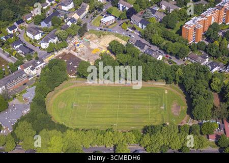 Luftbild, Baustelle am Sportplatz Dorstener Straße, Zweckel, Gladbeck, Ruhrgebiet, Nordrhein-Westfalen, Deutschland, Bauarbeiten, Stockfoto