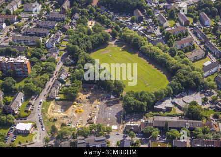Luftbild, Baustelle am Sportplatz Dorstener Straße, Zweckel, Gladbeck, Ruhrgebiet, Nordrhein-Westfalen, Deutschland, Bauarbeiten, Stockfoto