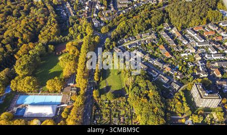 Luftansicht, Gladbeck Freibad, Gladbeck Stadion - Vestische Kampfbahn, Kleingartenverein KGV am Stadion e.V., Butendorf, GLA Stockfoto