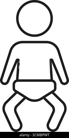 Symbol Für Baby In Windellinie. Umrisssymbol Für Kinderbetreuung, Erziehung Und Kinderentwicklung. Neugeborene Essentials Und Babyprodukte. Bearbeitbare Kontur Stock Vektor