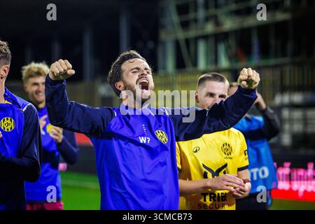 Eindhoven, Niederlande. September 2025. EINDHOVEN, 13.09.2025, PSV Campus de Herdgang, Saison 2025/2026, niederländischer Keuken Kampioen Divisie Football, Spiel zwischen Jong PSV - Roda JC Kerkrade, Foto zeigt Feier Credit: Pro Shots/Alamy Live News Stockfoto