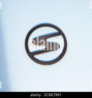 Blue trabant Oldtimerwagen in Watervliet Sint Laureins, Ostflandern, Belgien 6. SEP 2025 Stockfoto