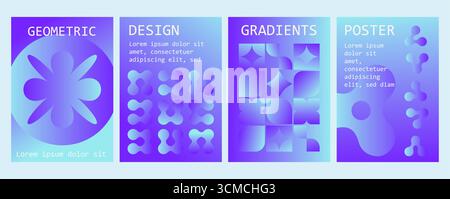 Satz abstrakter minimalistischer Poster-Hintergründe. Abstrakte Formen. Vorlage Für Modernes Abstraktes Kunstdesign. Leuchtende Farbverläufe. Stock Vektor