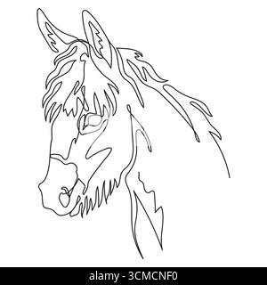 Esel Kopf eine Linie Zeichnung monochrome Vektor Illustration Stock Vektor