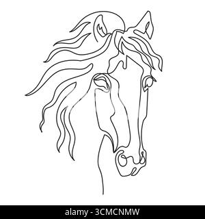 Kopf des Pferdes in einer durchgehenden Linie Zeichnung Artwork Vektor Stock Vektor
