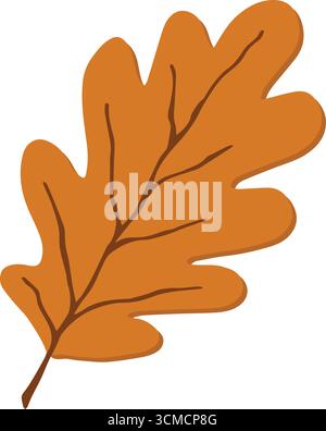Abbildung aus orangefarbenem Eichenblatt isoliert auf transparentem Hintergrund. Einrichtung in gelbem Herbst in natürlicher Natur. Fall Botanik-Objekt ausschneiden. Handgezeichnetes Clipart, einzeln Stock Vektor