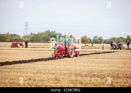 Die Makerfield Pfluggesellschaft veranstaltete ein Pflugspiel in der Moss Side Farm, Manchester Road, Rixton, Warrington, Cheshire, Stockfoto