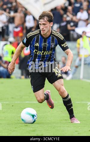 Empoli, Italien. September 2025. Matteo Tramoni (Pisa) während des Spiels Empoli FC gegen Spezia Calcio, italienischer Fußball Serie B in Empoli, Italien, 14. September 2025 Credit: Independent Photo Agency/Alamy Live News Stockfoto