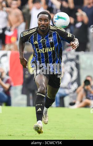 Empoli, Italien. September 2025. M'Bala Nzola (Pisa) während des Spiels Empoli FC gegen Spezia Calcio, italienischer Fußball Serie B in Empoli, Italien, 14. September 2025 Credit: Independent Photo Agency/Alamy Live News Stockfoto