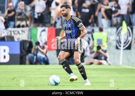 Empoli, Italien. September 2025. Mehdi Leris (Pisa) während des Spiels Empoli FC gegen Spezia Calcio, italienischer Fußball Serie B in Empoli, Italien, 14. September 2025 Credit: Independent Photo Agency/Alamy Live News Stockfoto