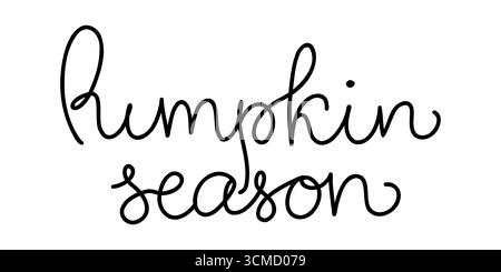Kürbissaison, handgezeichnetes Zitat. Herbstliche Strichgrafik. Vektor-isolierte Illustration auf weißem Hintergrund. Stock Vektor