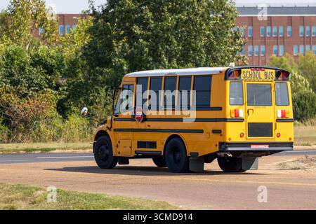 Gelber Schulbus auf der Straße Stockfoto