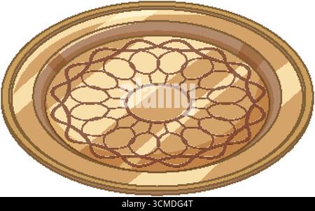 Vektor-Illustration eines dekorativen Messingtabletts mit komplizierten geometrischen Mustern und warmen Tönen Stock Vektor