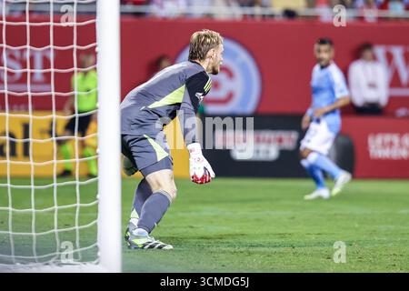 Chicago, IL, USA, 13. September 2025. Chris Brady hat bei der Major League Soccer (MLS) Chicago Fire FC gegen New York City FC im Soldier Field einen Treffer erzielt. Stockfoto