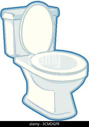 Saubere Vektorzeichnung einer Standard-Toilettenschüssel, weiche blaue Umrisse, einfache flache Farbe Stock Vektor