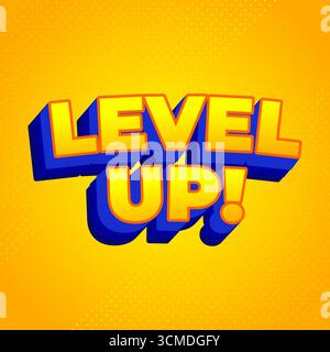 Eine lebendige Grafik, die den Text AUF DIE EBENE bringt! In kräftigen, farbenfrohen Buchstaben auf hellgelbem Hintergrund. Stock Vektor