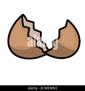 Eine skurrile Vektor-Illustration einer zerrissenen Eierschale, mit einer Zick-Zack-Bruchlinie und warmen Brauntönen, perfekt für Ostern oder Frühling des Stock Vektor