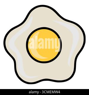 Eine skurrile Vektor-Illustration eines Spiegelei mit einer kräftigen schwarzen Umrandung, die ein cremiges weißes Eiweiß und ein lebendiges gelbes Eigelb zeigt, perfekt für B Stock Vektor