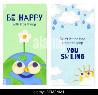 Modernes vertikales Banner-Set im 3D-Ton-Stil Stock Vektor