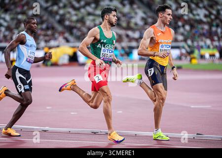 Tokio, Japan. September 2025. TOKIO, JAPAN – 16. SEPTEMBER: Djamel Sedjati aus Algerien trat 800 am ersten Tag der Leichtathletik-Weltmeisterschaft Tokio 2025 im Nationalstadion am 16. September 2025 in Tokio an. (Foto: Joris Verwijst/BSR Agency) Credit: BSR Agency/Alamy Live News Stockfoto