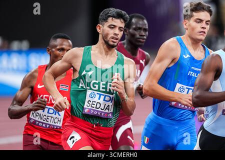 TOKIO, JAPAN – 16. SEPTEMBER: Djamel Sedjati aus Algerien trat 800 am ersten Tag der Leichtathletik-Weltmeisterschaft Tokio 2025 im Nationalstadion am 16. September 2025 in Tokio an. (Foto: Joris Verwijst/BSR Agency) Stockfoto