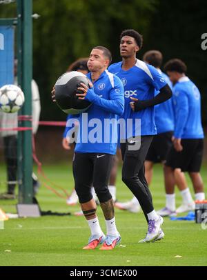 Chelsea's Enzo Fernandez während eines Trainings auf dem Cobham Training Ground, London. Bilddatum: Dienstag, 16. September 2025. Stockfoto