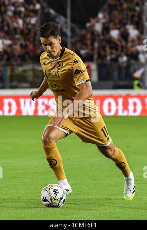 Empoli, Italien. September 2025. Pietro Beruatto (Spezia) während des Spiels Empoli FC gegen Spezia Calcio, italienischer Fußball Serie B in Empoli, Italien, 14. September 2025 Credit: Independent Photo Agency/Alamy Live News Stockfoto