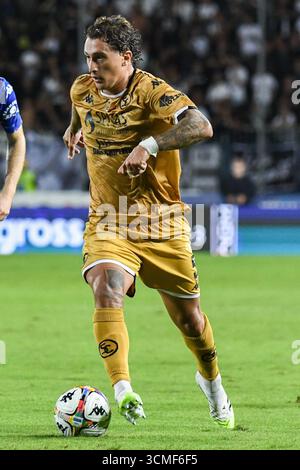 Empoli, Italien. September 2025. Salvatore Esposito (Spezia) während des Spiels Empoli FC gegen Spezia Calcio, italienischer Fußball Serie B in Empoli, Italien, 14. September 2025 Credit: Independent Photo Agency/Alamy Live News Stockfoto
