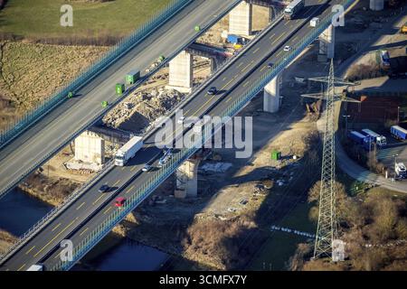 Luftaufnahme, Baustelle, Neubau eines Abschnitts der Lennetalbrücke, Lennetal, Hagen, Ruhrgebiet, Nordrhein-Westfalen, Deutschland, CON Stockfoto