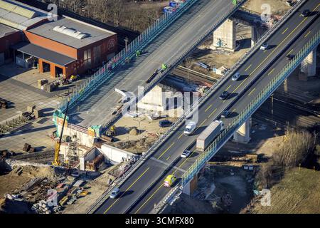 Luftaufnahme, Baustelle, Neubau eines Abschnitts der Lennetalbrücke, Lennetal, Hagen, Ruhrgebiet, Nordrhein-Westfalen, Deutschland, CON Stockfoto