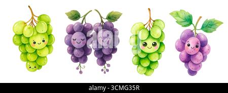 Aquarellfrucht Clipart Set – handgemalte tropische und sommerliche Frucht Illustrationen für Druck und Design Stockfoto