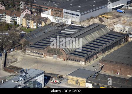 Luftaufnahme, heruntergekommenes altes Industriegebiet, Industriepark Berliner Bruecke, Hochkampstraße, Schalke-Nord, Gelsenkirchen, Ruhrgebiet, Nordrhein-W Stockfoto