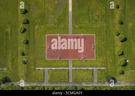 Luftaufnahme, Consol-Park Fußballplatz, Fußballplatz, Freizeitzentrum, Bismarck, Gelsenkirchen, Ruhrgebiet, Nordrhein-Westfalen, Deutschland Stockfoto