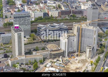 Luftaufnahme, Abriss des Ypsilon-Hauses des RWE-Hauptsitzes Essen in der Huyssenallee, geplanter Neubau für Bürocampus, Suedviertel, Essen Stockfoto
