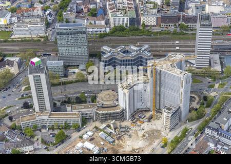 Luftaufnahme, Abriss des Ypsilon-Hauses des RWE-Hauptsitzes Essen in der Huyssenallee, geplanter Neubau für Bürocampus, Suedviertel, Essen Stockfoto