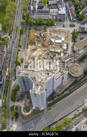 Luftaufnahme, Abriss des Ypsilon-Hauses des RWE-Hauptsitzes Essen in der Huyssenallee, geplanter Neubau für Bürocampus, Suedviertel, Essen Stockfoto