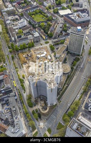 Luftaufnahme, Abriss des Ypsilon-Hauses des RWE-Hauptsitzes Essen in der Huyssenallee, geplanter Neubau für Bürocampus, Suedviertel, Essen Stockfoto